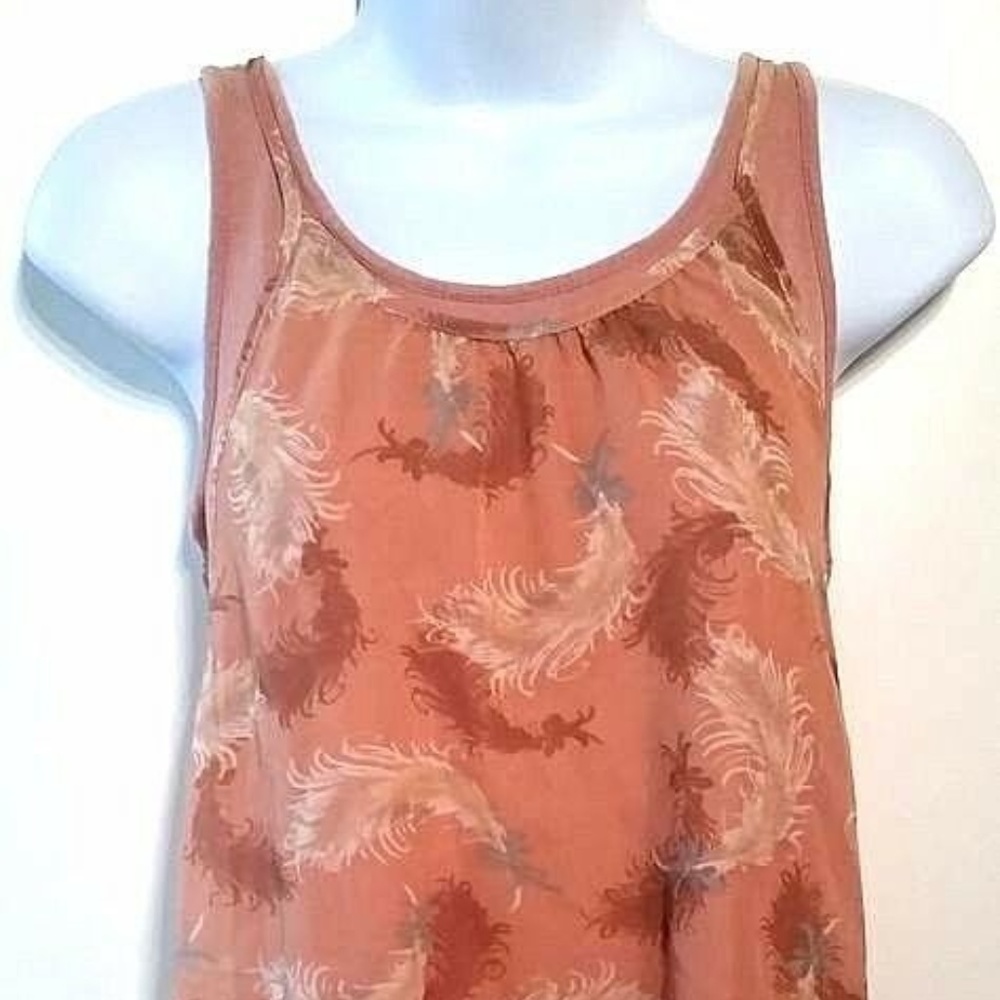 Lauren Conrad Tank Top Shirt Feather Print Small